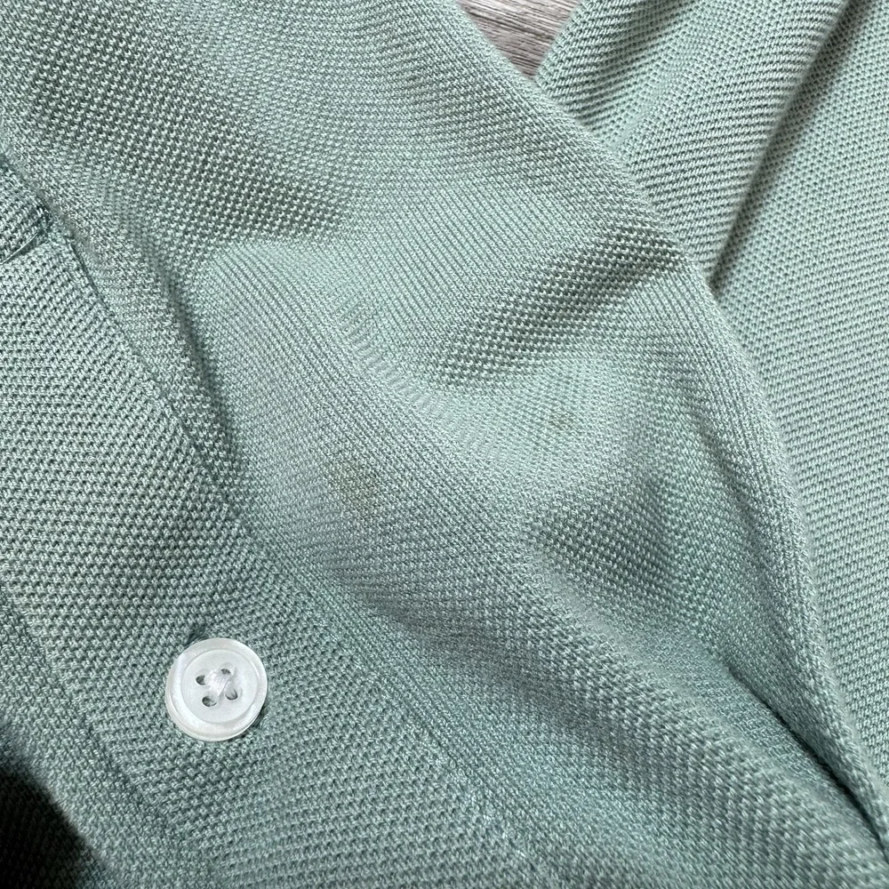 Criquet Golf Long Sleeve Players Polo Shirt Green Mens XXL Organic Cotton Preppy
